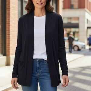 One Teaspoon‎ Womens Open Front Jacket Black Cotton Career Minimalist Size Small